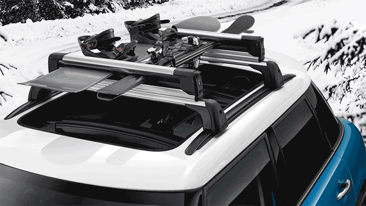 аксессуары mini – верхній багажник MINI – кріплення для лиж та сноуборда
