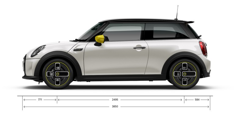 3-дверний MINI Cooper SE - вид збоку - розміри