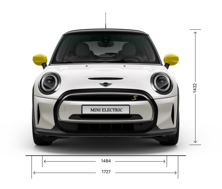 3-дверний MINI Cooper SE - вид спереду - розміри