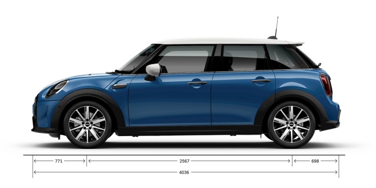 5-дверний хетчбек MINI – вид збоку – розміри