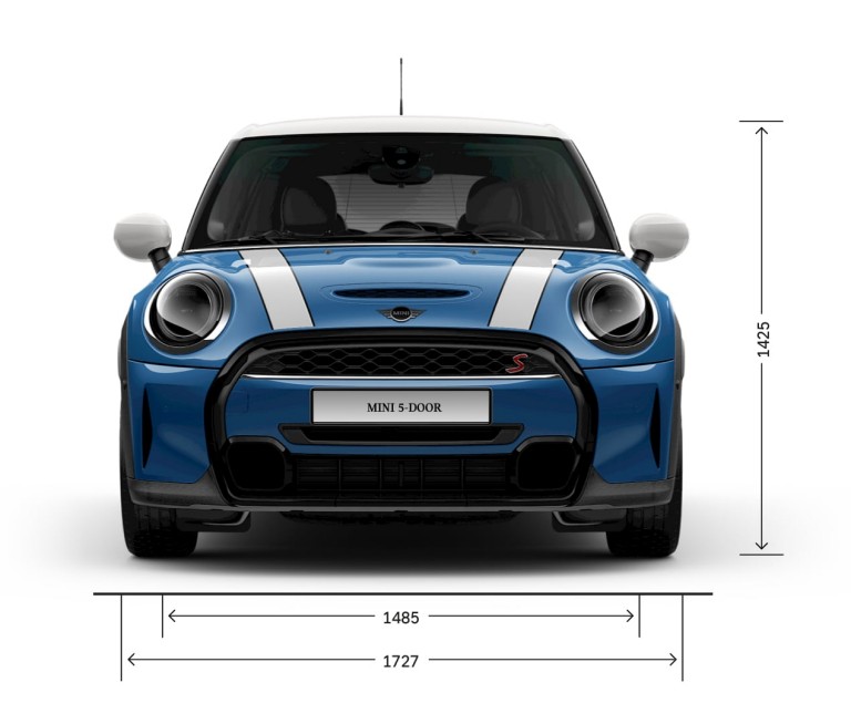 5-дверний хетчбек MINI – вид спереду – розміри